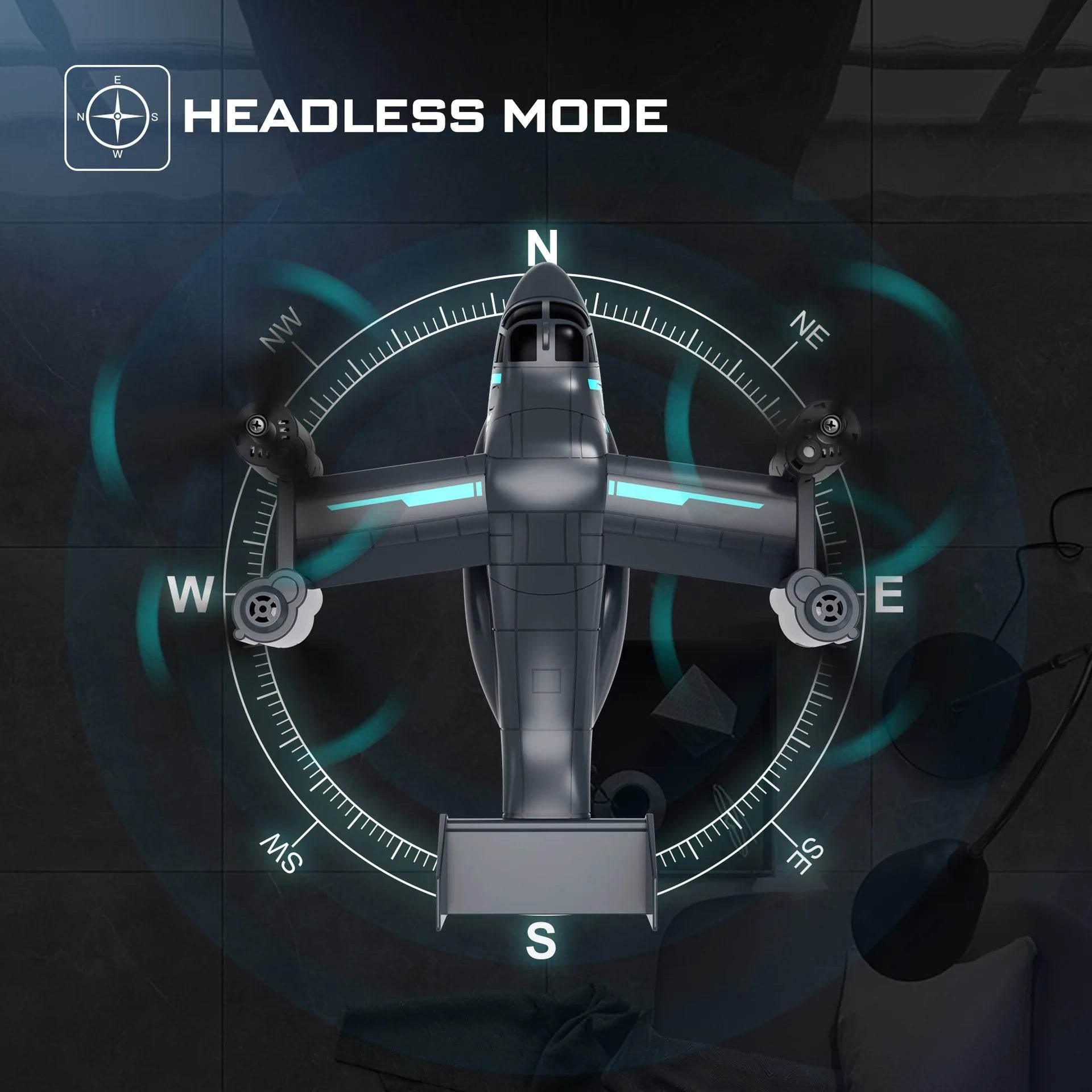 480P Remote Control Helicopter Drone Fighter Uav Land Air Mode Aircraft Brushless Motor Rc Aircraft for Children Kids Plane Toys - Empire P.E