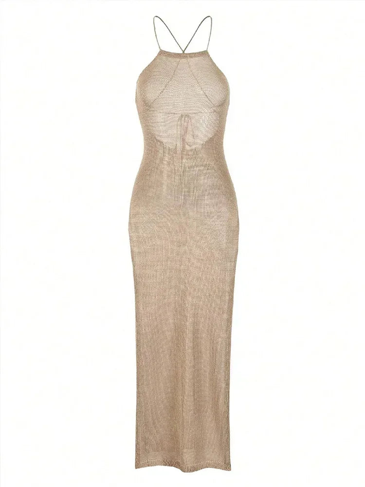 2025 Summer Women Solid Halter Cover-ups - Empire P.E