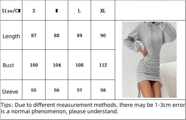 Autumn And Winter New Sexy Wind Drawstring Design Hooded Hip Long Sleeve Hoodie Dress Woman - Empire P.E