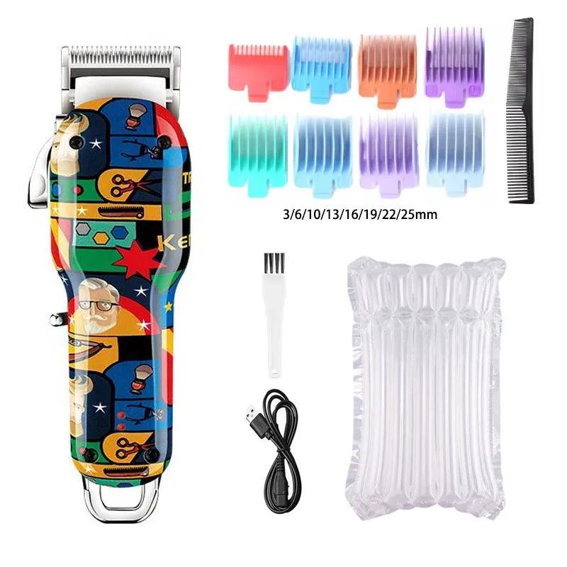 Kemei Rechargeable Graffiti Pattern Electric Hair Clipper Professional - Empire P.E