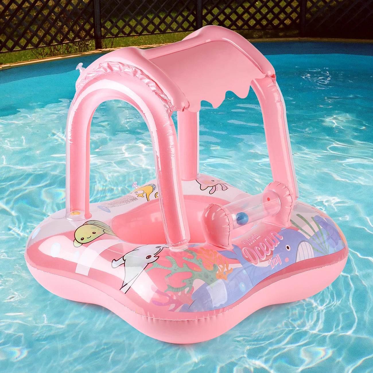 1pc Pool floats with canopy for Kids, Toddler Infant Pool Float for Baby,Swimming Ring Floaties for Pool,Beach Toys for Party - Empire P.E