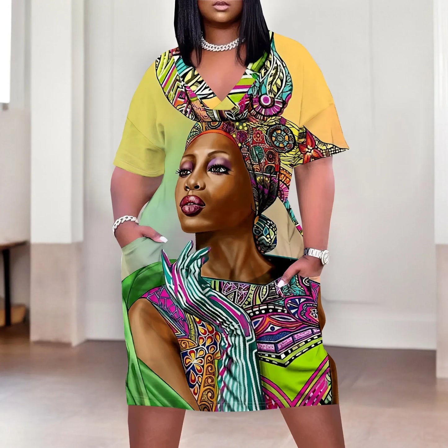 Womens Plus Size African Print Dresses - Empire P.E