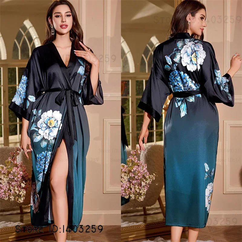 Female Long Robe Loungewear Elegant - Empire P.E