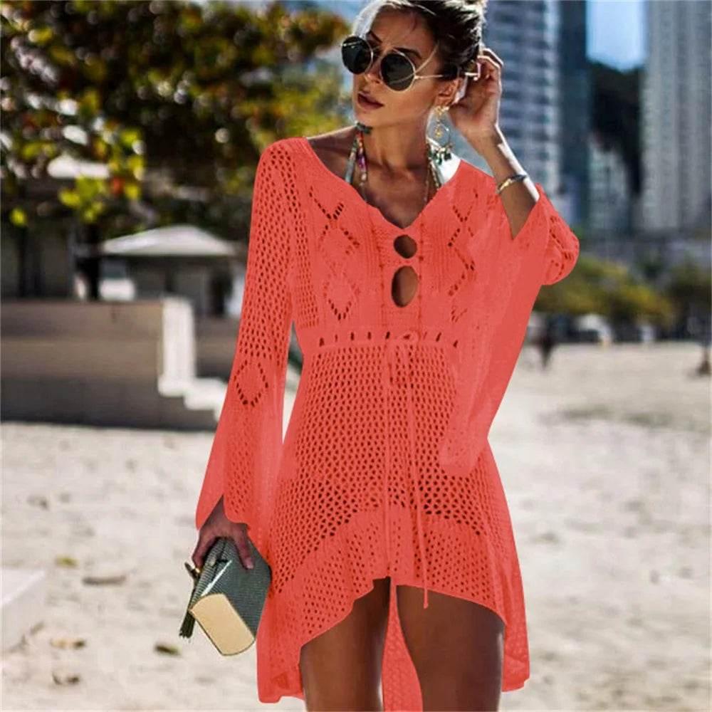 2025 New Beach Cover Up Bikini Crochet Knitted Tassel Tie Beachwear - Empire P.E