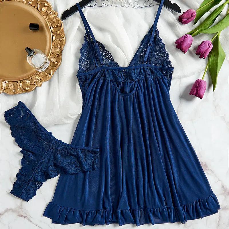 Exquisite Semi-transparent Thong Dress Set - Empire P.E