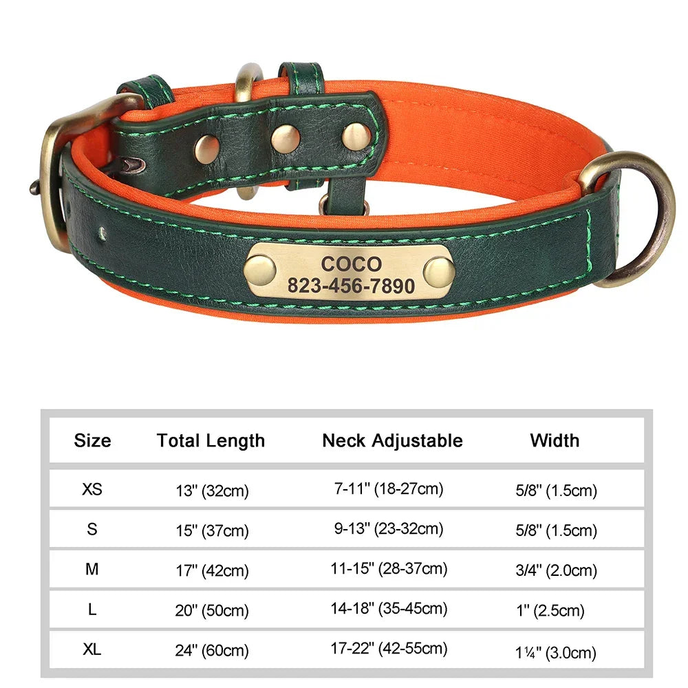 Personalized Dog Collar Custom Engraved PU Leather - Empire P.E