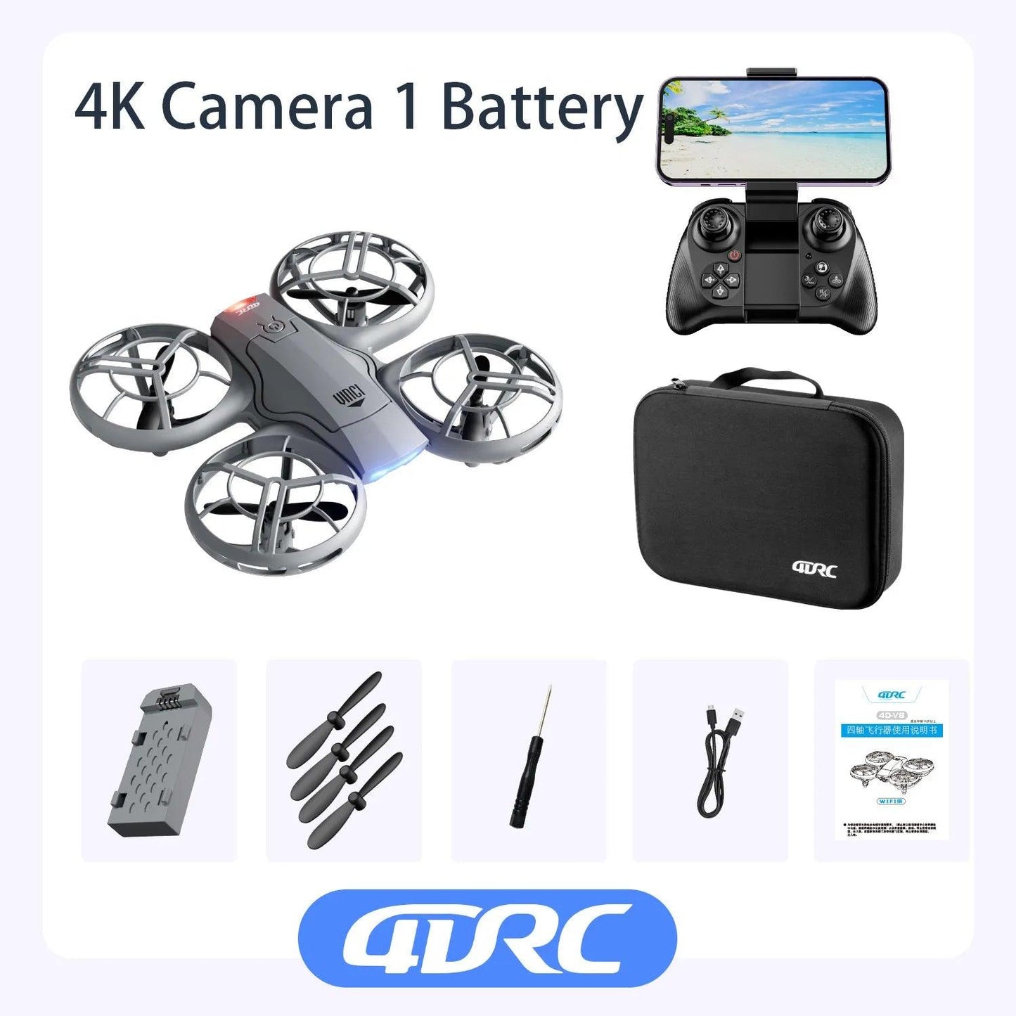 4DRC V8 WIFI FPV Drone Wide Angle HD 4K Camera Height Hold RC Foldable Quadcopter Dron Helicopter Gift Toys - Empire P.E