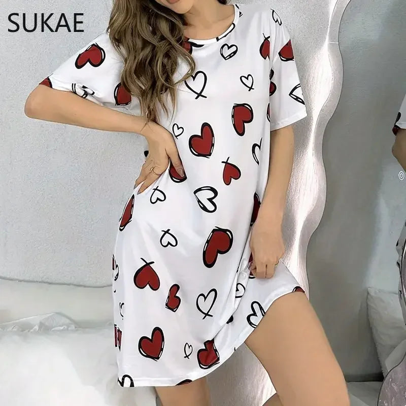 Cartoon Milk Silk Nightdress - Empire P.E