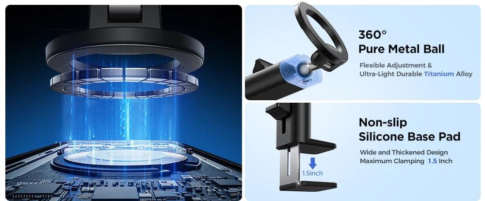 Joyroom Airplane Phone Holder Magnetic Travel Essentials Flexible Rotation Hands-Free Airplane Phone Mount for iPhone 15 Pro Max - Empire P.E