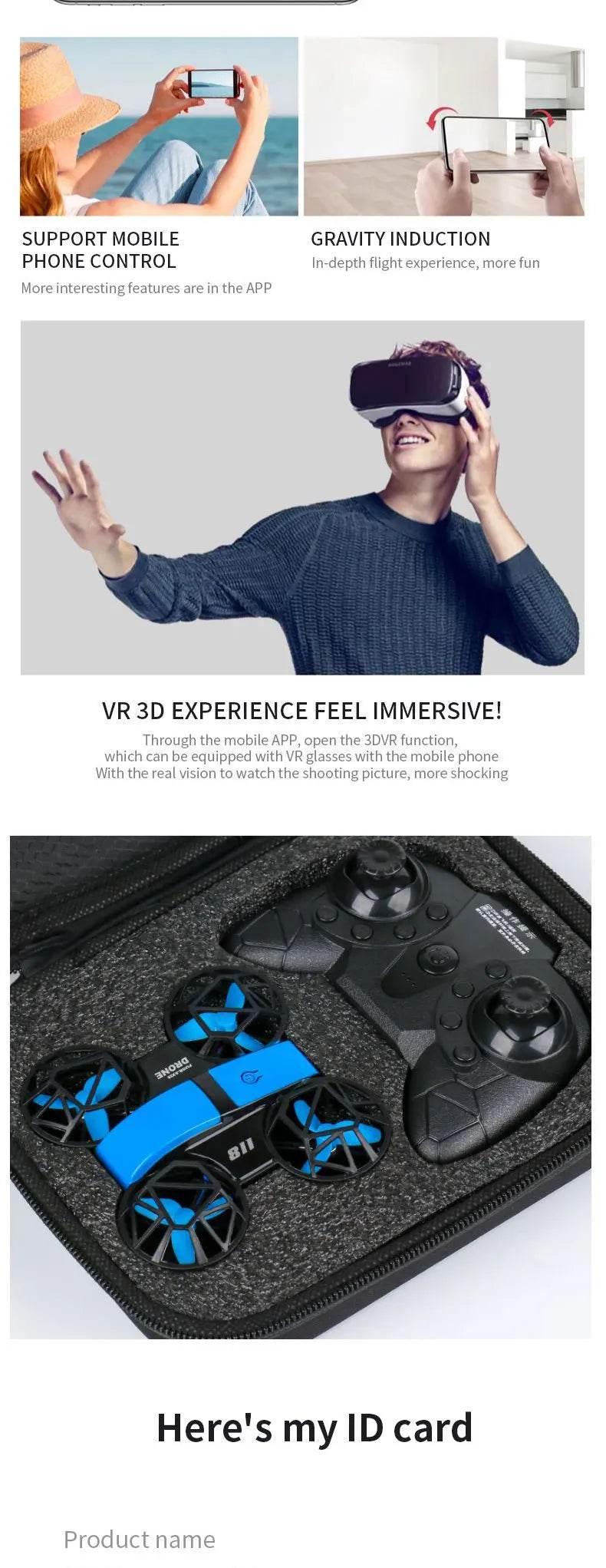 Dowellin D12 Drone Mini Remote Control Aircraft New Children's Toy HD Dual Camera Fixed Height RC Quadcopter Starter Gifts - Empire P.E