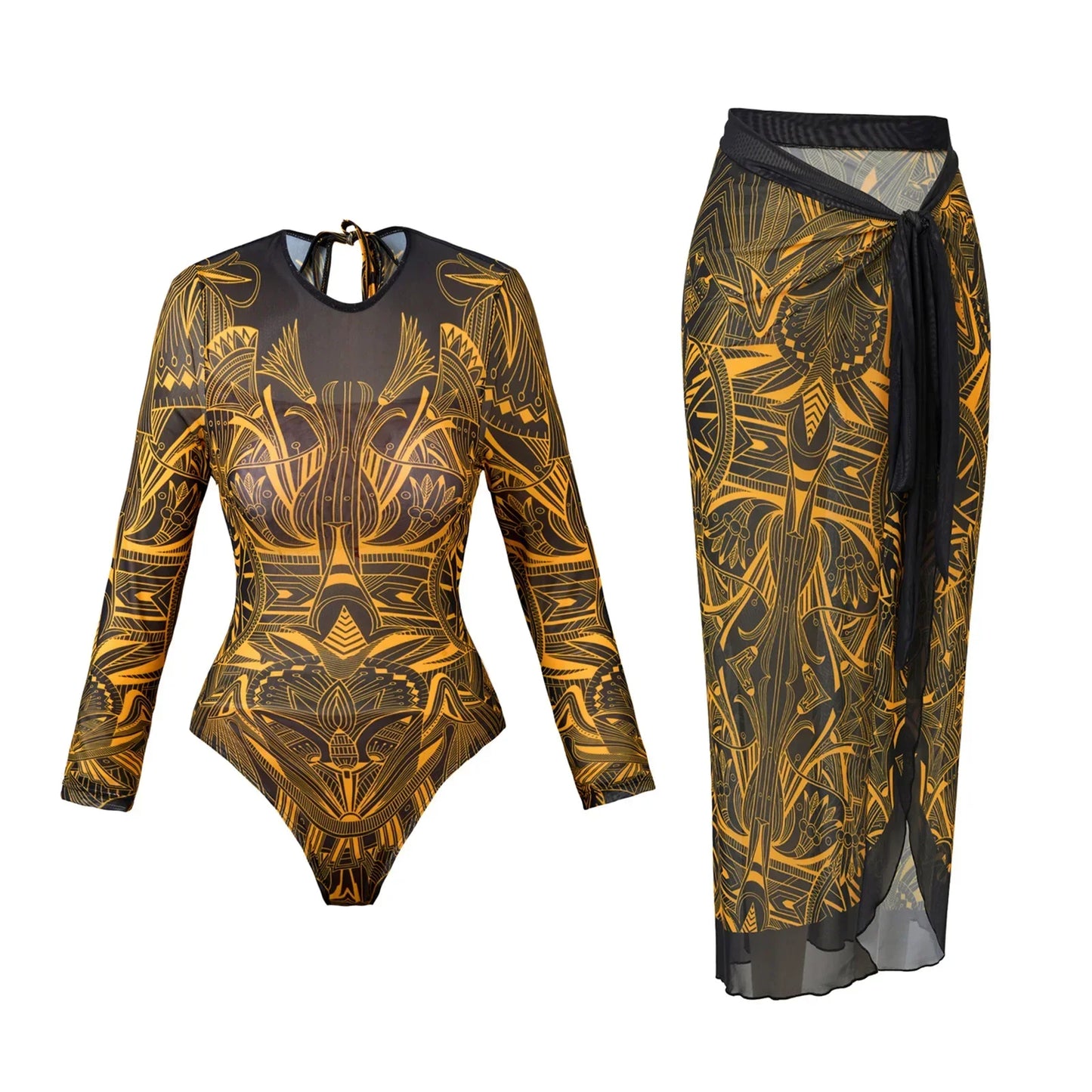 Bikini Bodysuit Swimwear With Skirt