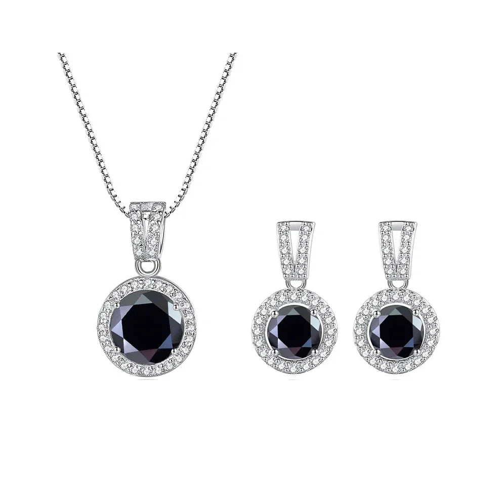 2ct total Moissanite Jewelry Set Sterling Silver 925 Necklace Earrings - Empire P.E
