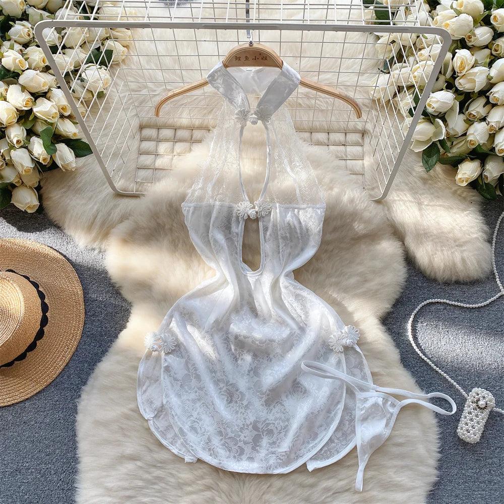 Hollow Out Cosplay Lingerie Lace Backless Jumpsuit - Empire P.E