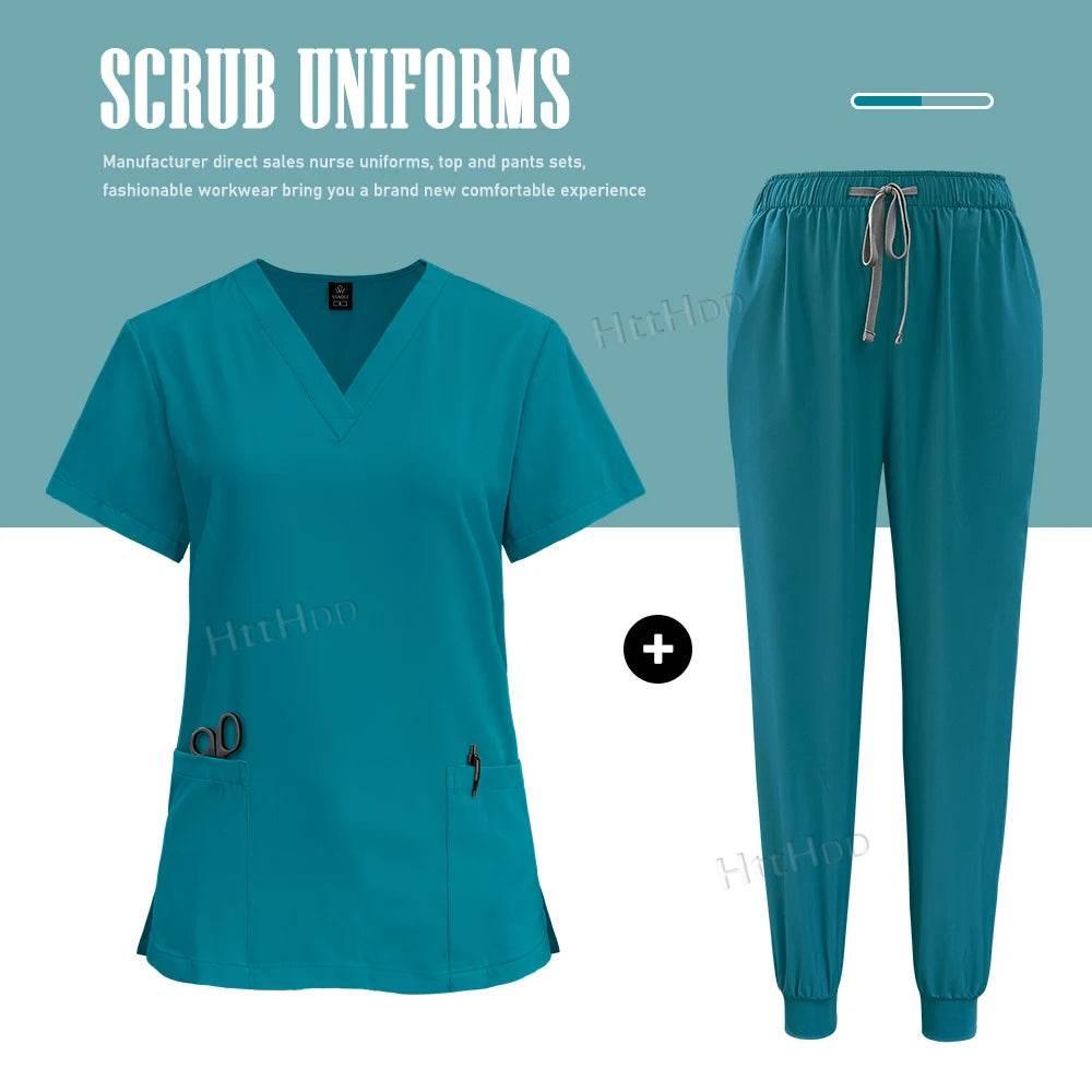 Scrubs Uniforms Sets Nurse Grey Scrubs Uniform Top for Men Hospital Medical Scrubs Unisex Clinic Nursing Surgical Uniforms Woman - Empire P.E