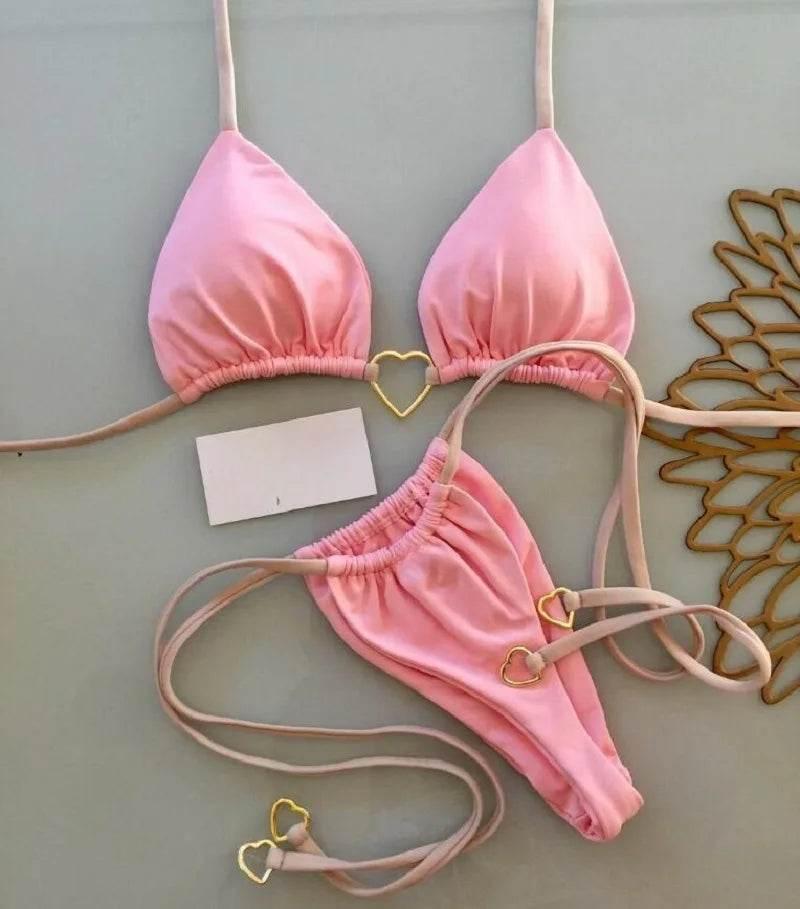 RUOTONSEPT Sexy Halter Solid color Bikini Set Women's Swimsuit Two-piece Triangle Thong Swimwear Bathing Suit Brazilian Biquinis - Empire P.E