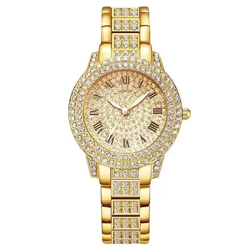 Hip Hop Quartz Watch Women Lady Iced Out Gold Watches Luxury Female Clock Fashion Quartz Watch for Women - Empire P.E