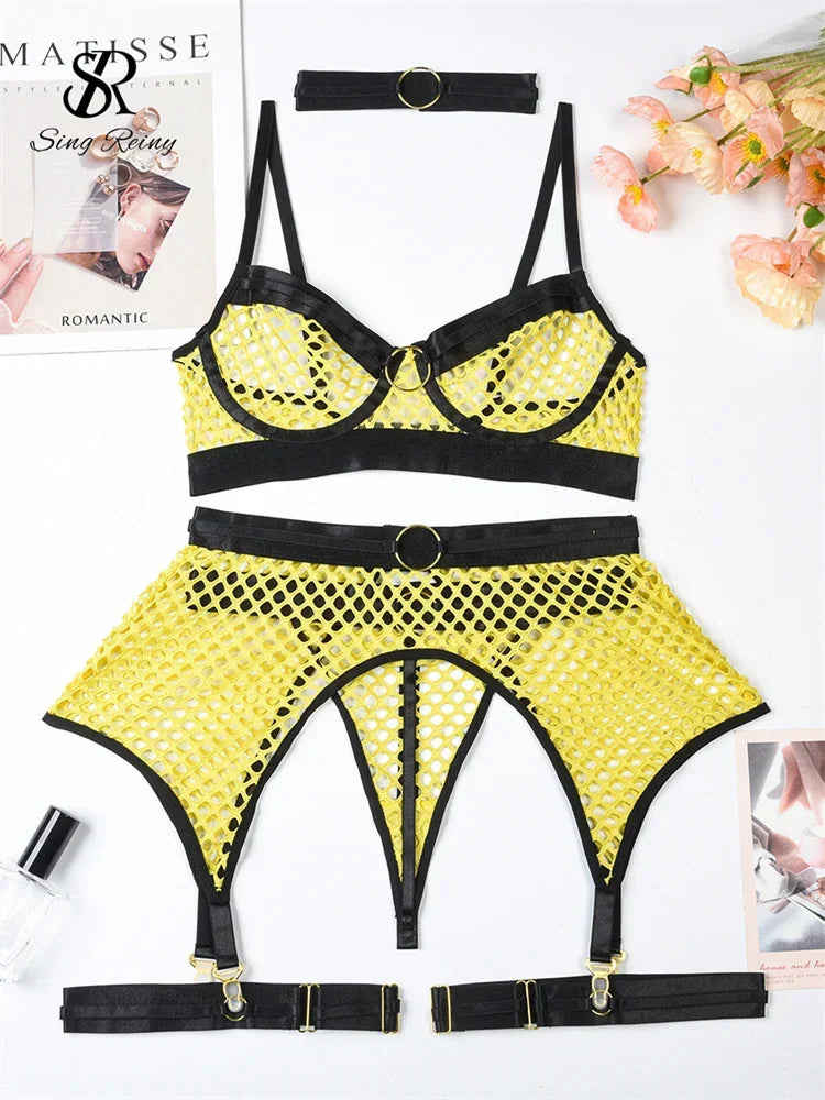 Mesh Porno Lingerie 4 Pieces Suits - Empire P.E