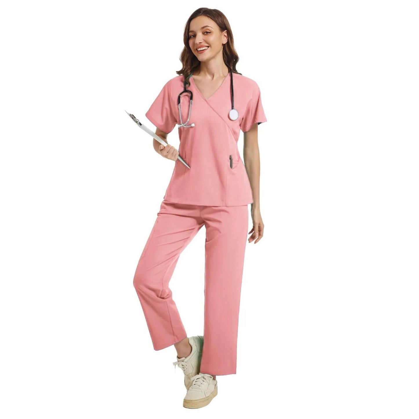 Stretch Scrubs Women Set Medical Scrubs Top+ Jogger Pants Nursing Uniforms Clinical Scrubs Set Nurse Doctor Dustproof Workwear - Empire P.E