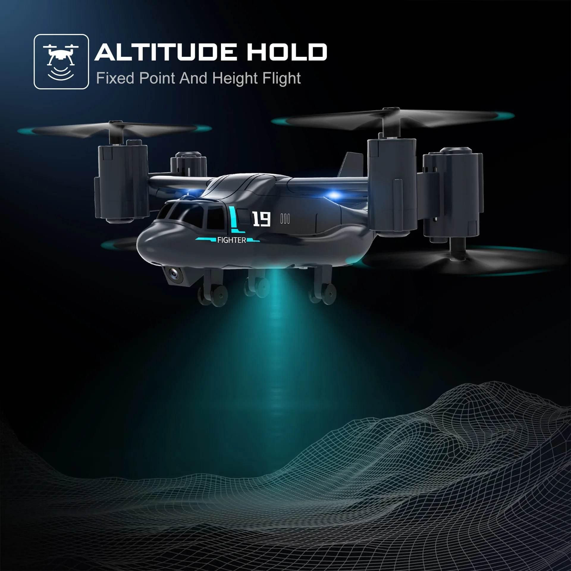 480P Remote Control Helicopter Drone Fighter Uav Land Air Mode Aircraft Brushless Motor Rc Aircraft for Children Kids Plane Toys - Empire P.E