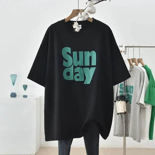 Plus Size Plus Size Women's Korean Style Loose Fit T-Shirt Semi-Slimming Slim Fit Short Sleeve Summer Tops Large Size Clothing - Empire P.E