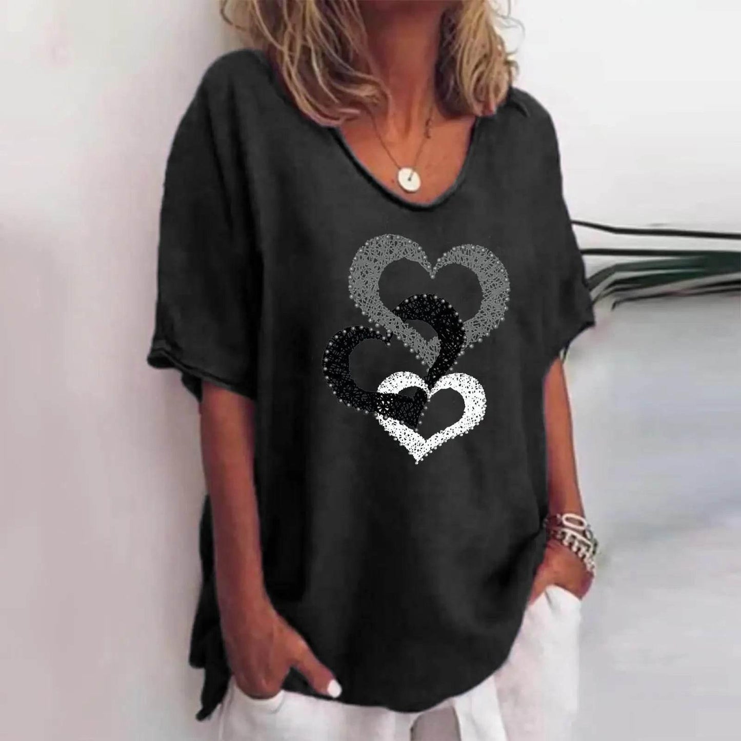 New Women'S T-Shirt Summer Short Sleeve V-Neck Top Loose Casual Female Clothing Streetwear Hip Hop Tee Harajuku T Shirt Pullover - Empire P.E