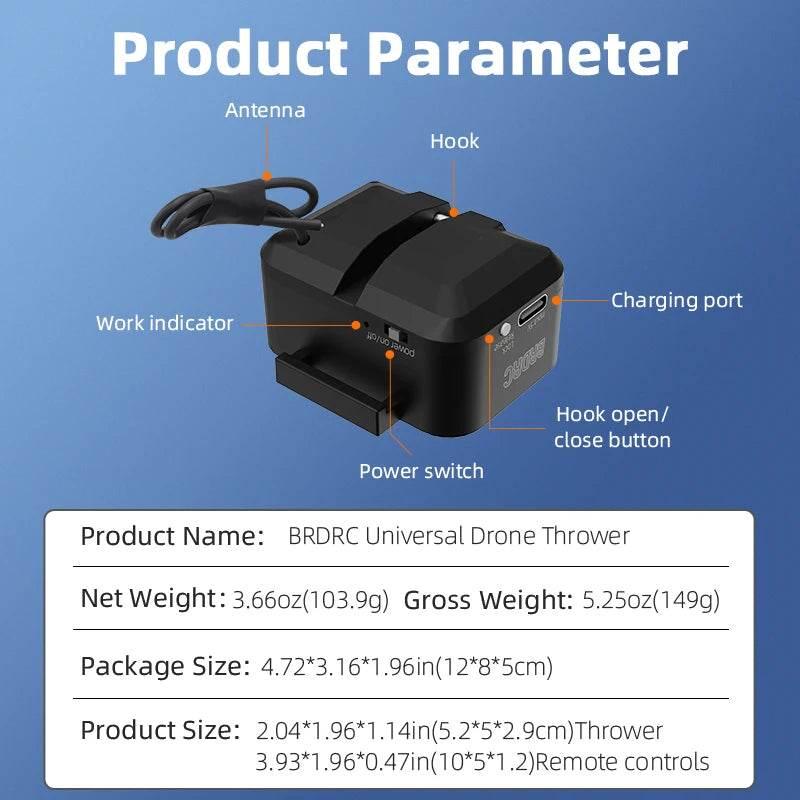 BRDRC Airdrop System for DJI Mini 4K/Mini 4 Pro/Air 3/Mini 3 Pro/Mavic 3/Mavic Pro Drone Thrower Fishing Life Rescue Send Gift - Empire P.E