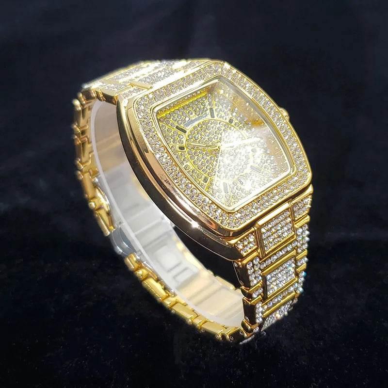 New Luxury Diamond Watch for Men Fashion Shiny Party Jewelry Watches Hip Hop Iced Out Bling Golden Relogio Masculino Dropshiping - Empire P.E