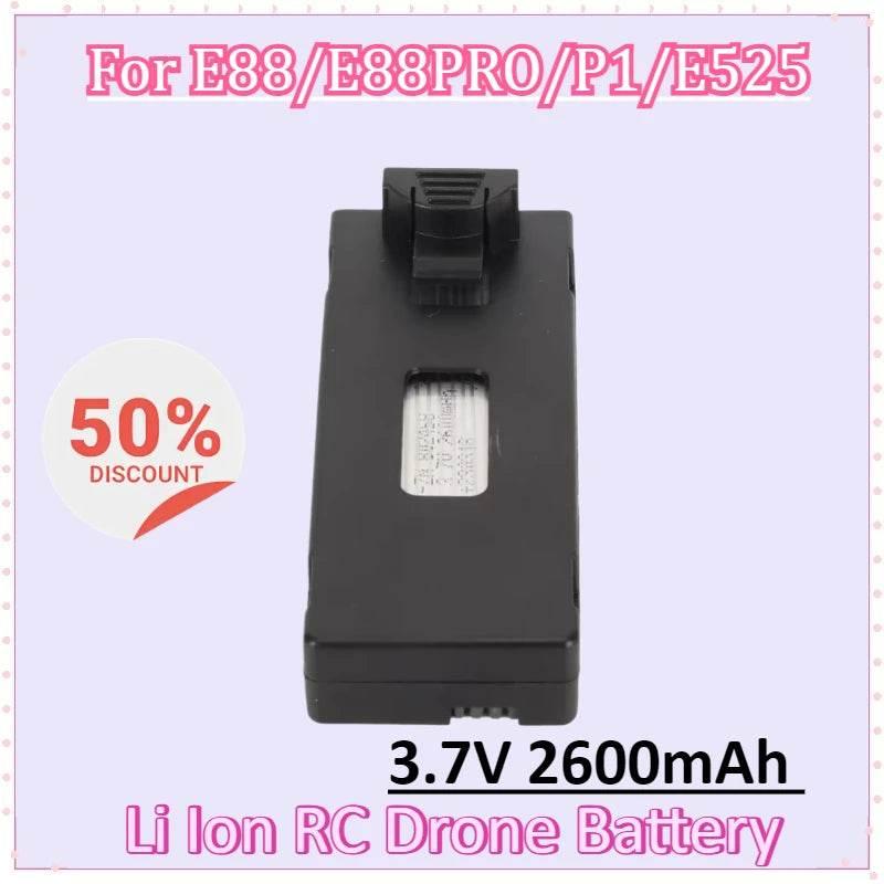 New 3.7V 2600mAh Li Ion RC Drone Battery Replacement Remote Control UAV Battery for E88 E88PRO P1 E525 E99 K3 RC Drone - Empire P.E