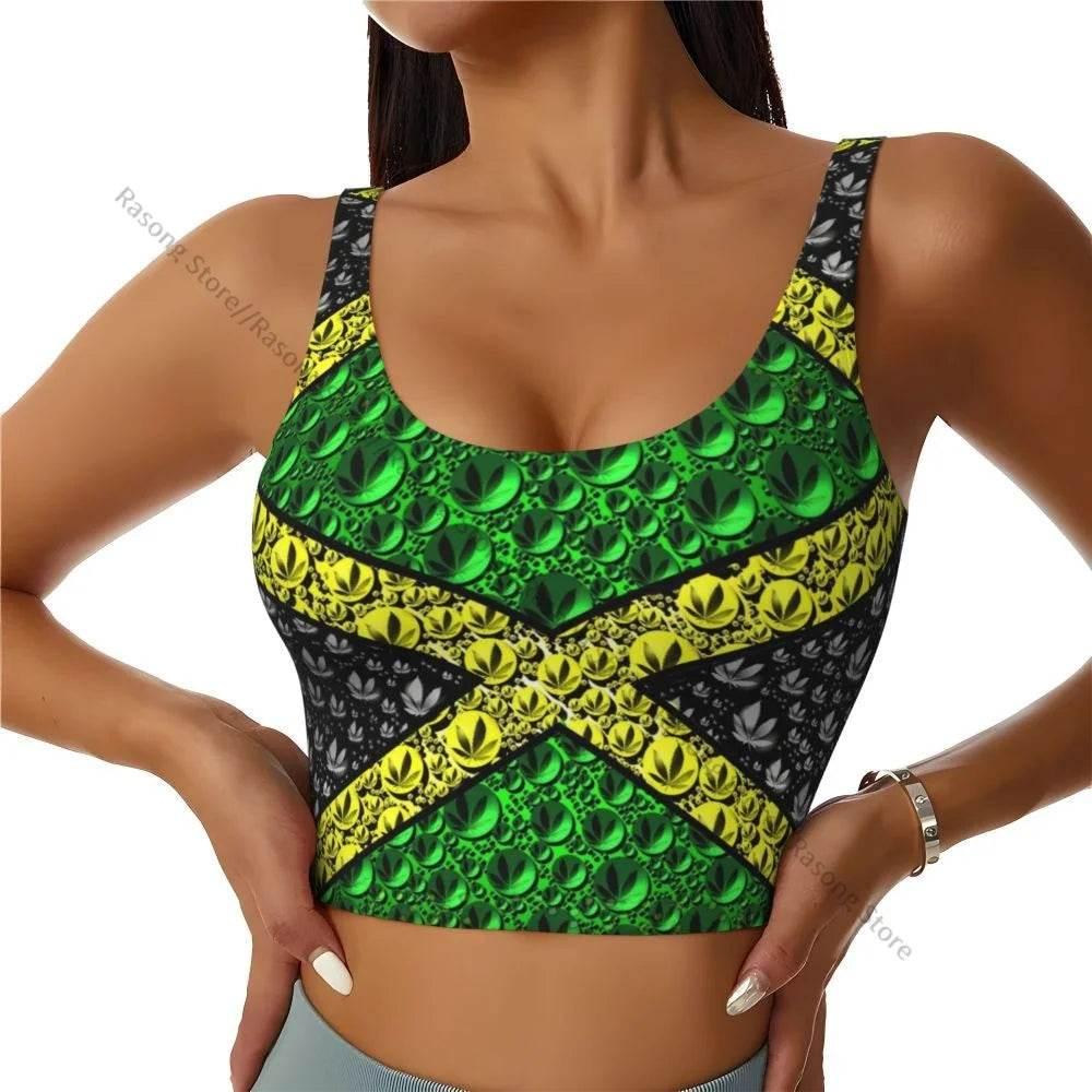 Sports Bra Women Running Yoga Clothes Vest Jamaica Kingdom Flag Gathering Fitness Vest - Empire P.E