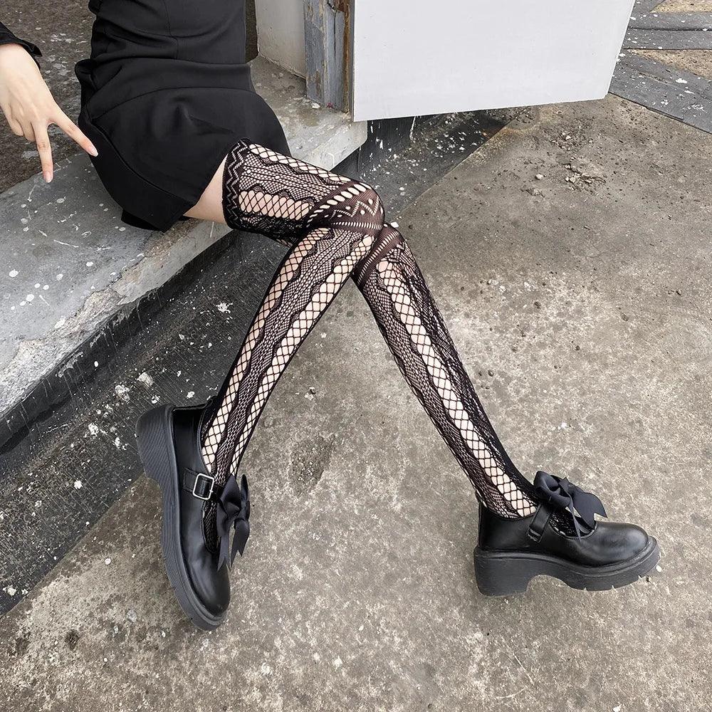 Floral Fishnet Sexy High Waist Open Crotch Lingerie - Empire P.E