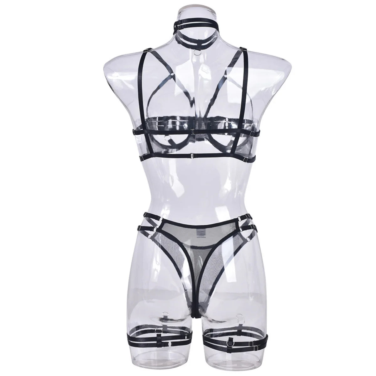 Yimunancy 4-Piece Bandage Erotic Set Women Choker Cut Out Solid Vintage Purple Sexy Lingerie Set Breif Kit - Empire P.E