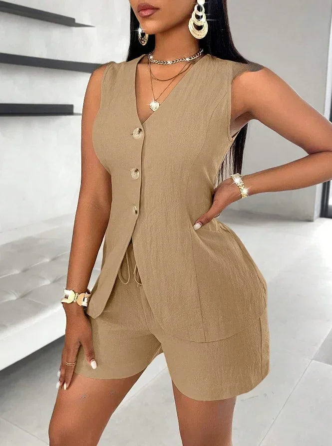 Fashion Casual Set Of 2 Pieces Elegant Solid Office - Empire P.E