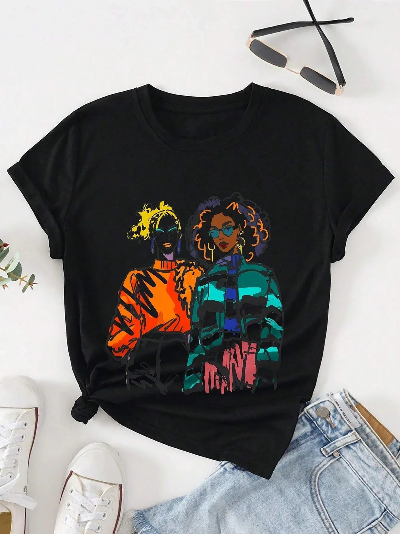 Summer Women's T-shirt With Q-neck Loose - Empire P.E