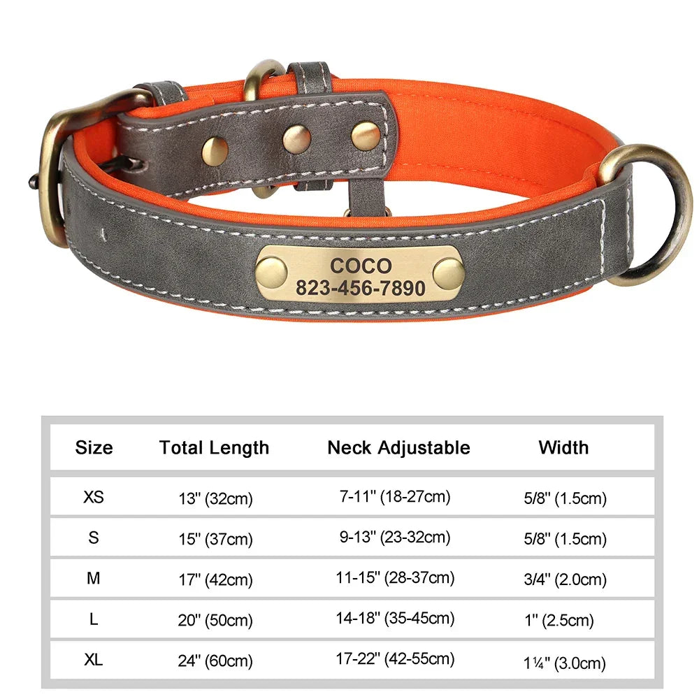 Personalized Dog Collar Custom Engraved PU Leather - Empire P.E