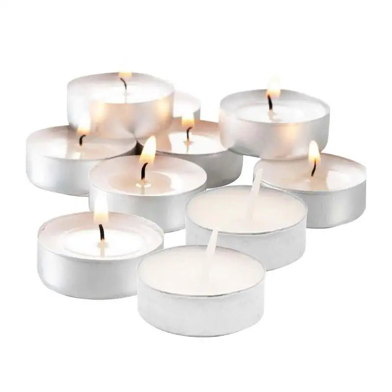 Box of 10 Scentless Smokeless Tealight Candles with 2.5 Hours of Extended Burn Time