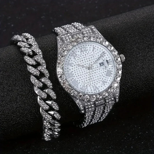 Cuban Bracelet & Men's Diamond Watch - Empire P.E