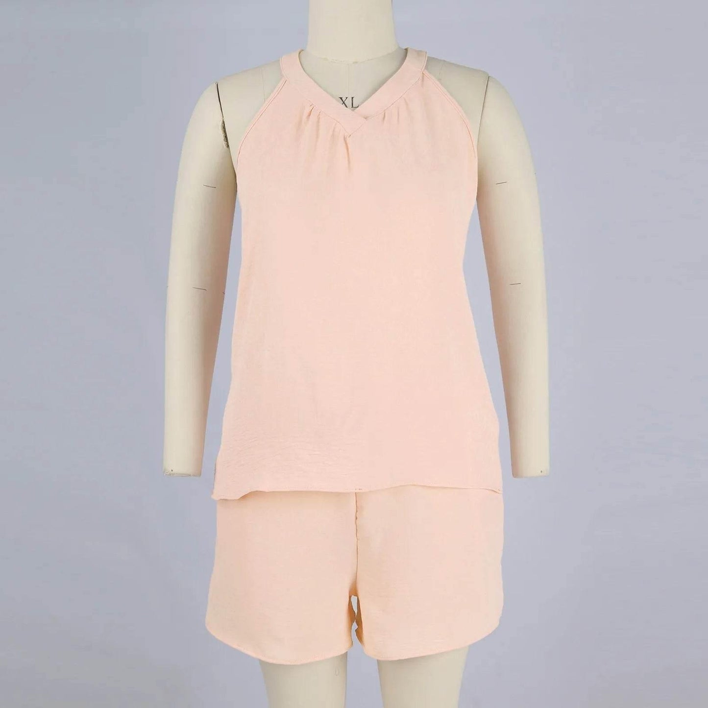 Women'S Summer Casual Suit New Urban Casual Women'S Solid Color Sleeveless Vest Elastic Shorts Home Clothes Two-Piece Set - Empire P.E