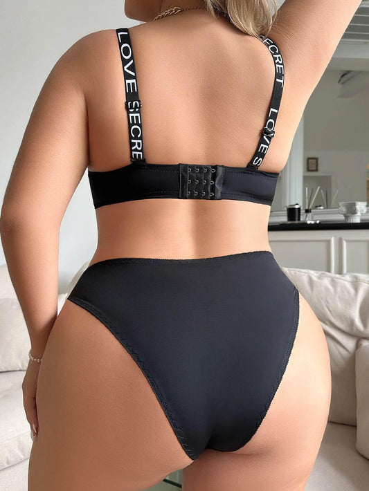 Women's Black Plus Size Lingerie Set - Empire P.E
