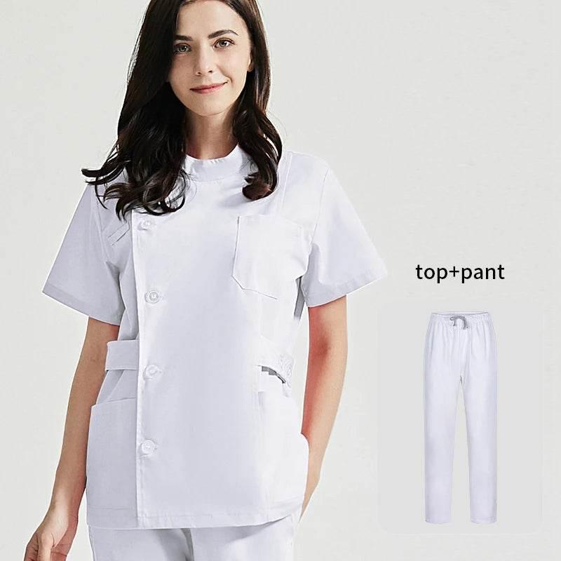 Niaahinn Health Services Scrubs Set Uniforms V-Neck Beauty Salon Work Uniform Women Sets Pet Grooming Institution Scrubs Coat - Empire P.E