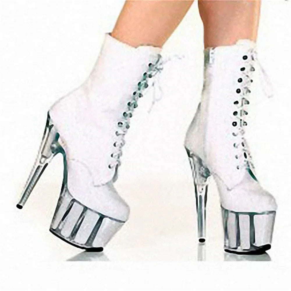 17CM Thin High Heels Ankle Boots Round Toe - Empire P.E
