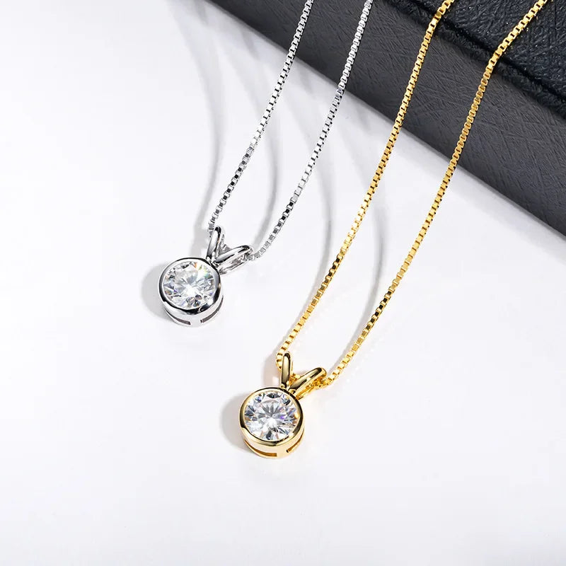 1-2ct D color Moissanite Diamond 18K Gold Plated Classic Necklaces - Empire P.E