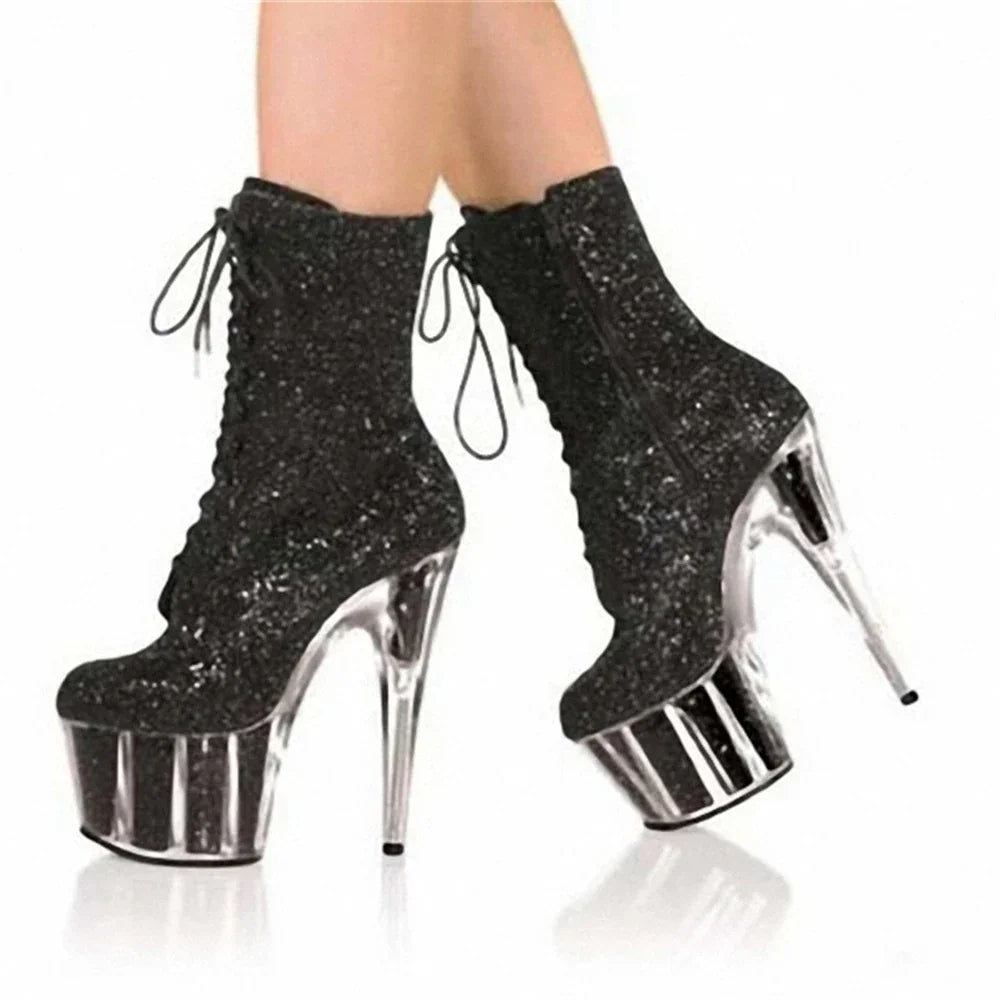 17CM Thin High Heels Ankle Boots Round Toe - Empire P.E