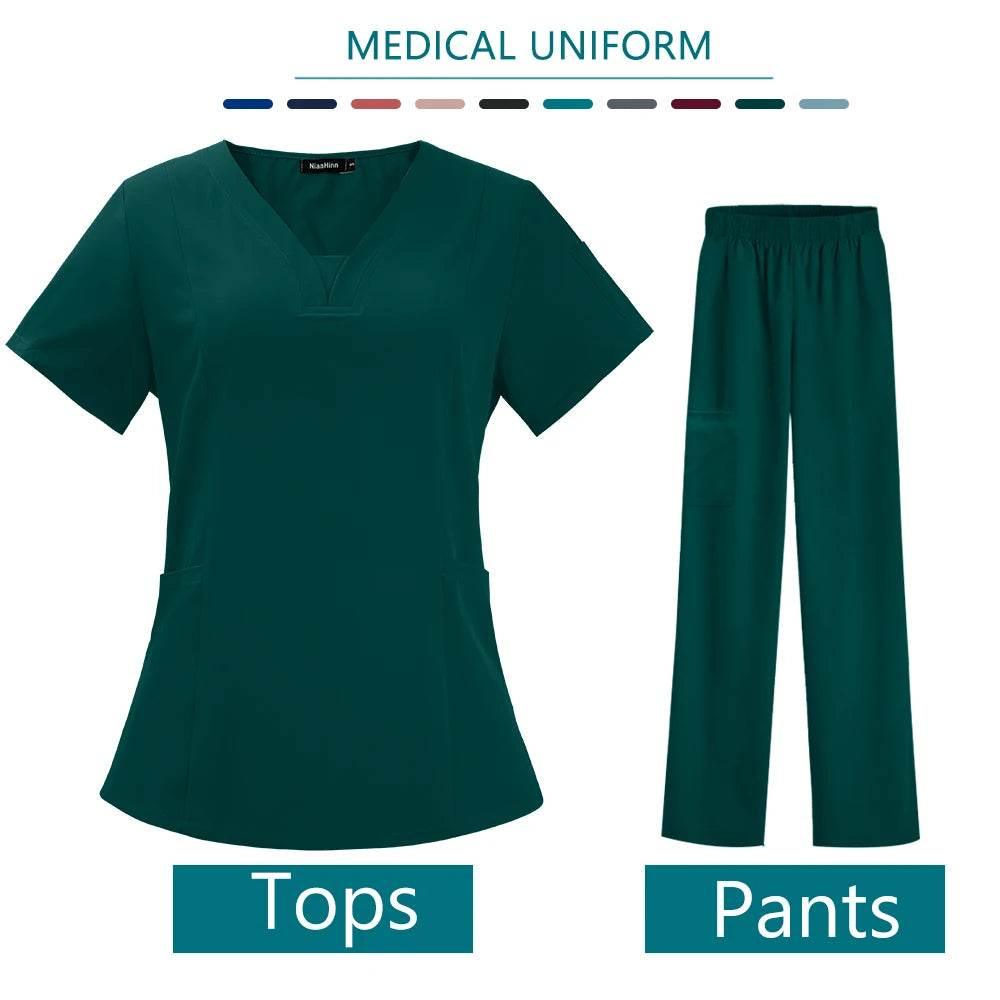 Nurse Medical Uniform High Quality Scrubs Short Sleeve Elastic Pants - Empire P.E