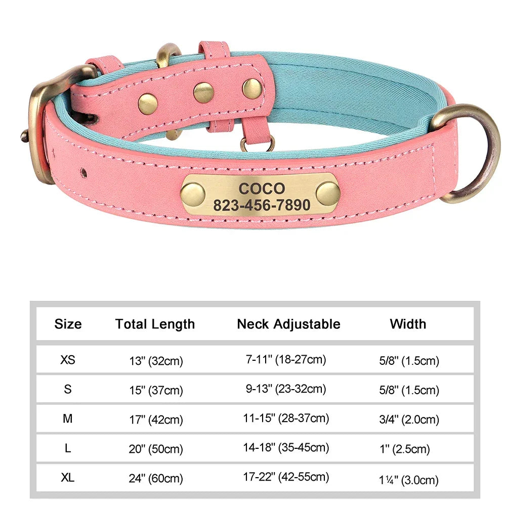 Personalized Dog Collar Custom Engraved PU Leather - Empire P.E