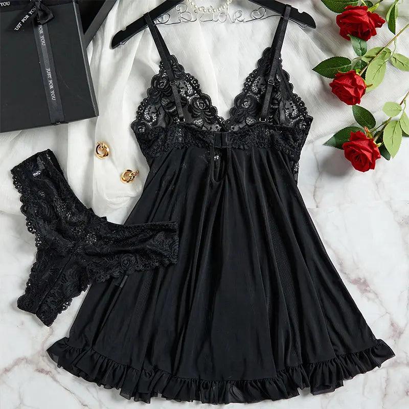 Exquisite Semi-transparent Thong Dress Set - Empire P.E