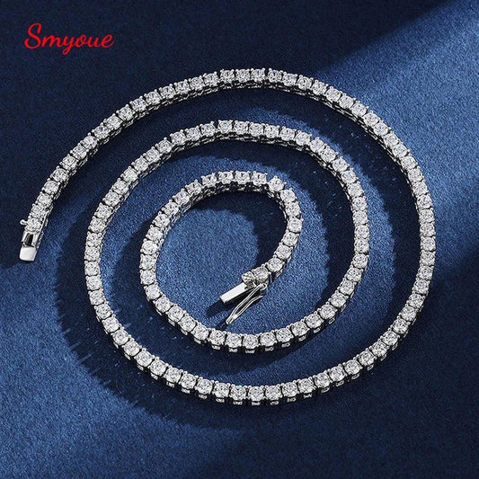 100% S925 Sterling Silver 4mm Moissanite Tennis Chain Necklace - Empire P.E