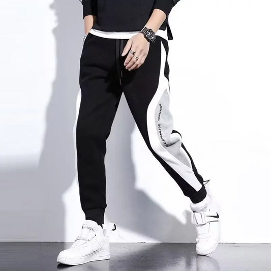 Men Black Pants Hip Hop Drawstring Jogger