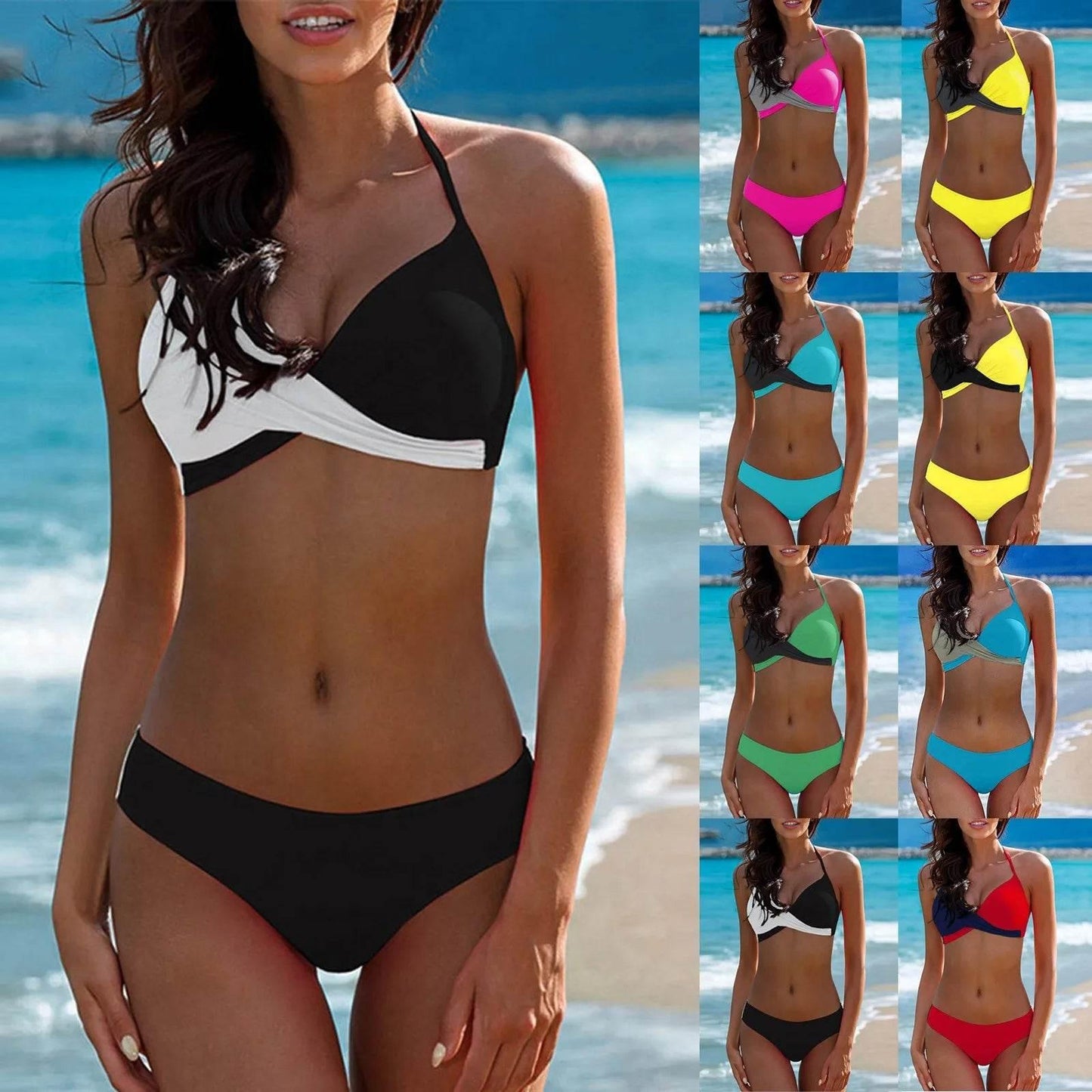 Swimsuit Split Bikini Color Matching Sleeveless Sexy Swimsuit - Empire P.E