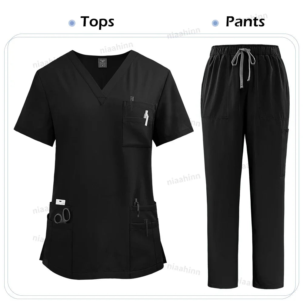 Women's Short Sleeve Tops+Pants Scrub Set - Empire P.E
