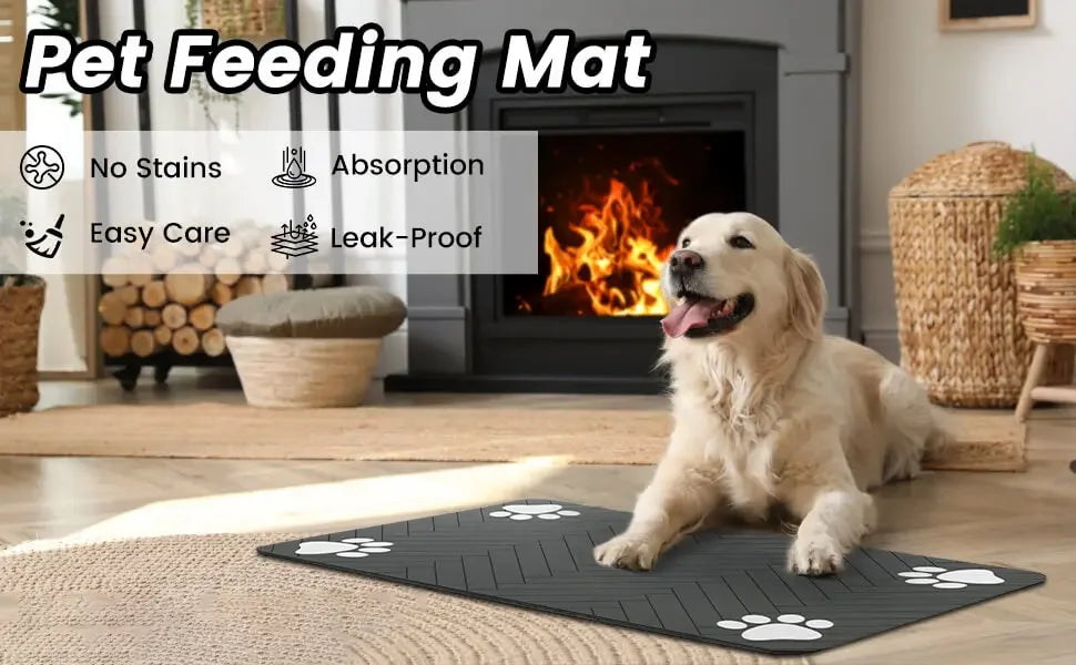 Pet Feeding Mat-Absorbent Waterproof Rubber Backing - Empire P.E